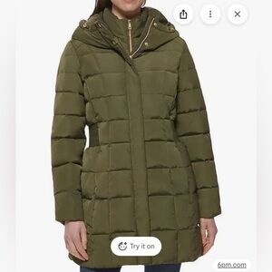 Cole Haan Hooden Down and Feather Jacket Sz L